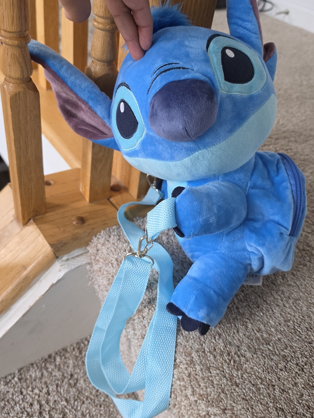 Disney Blue Stitch Plush Backpack with Light Blue Strap NWT